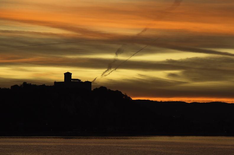 The Rocca of Angera at sunset.