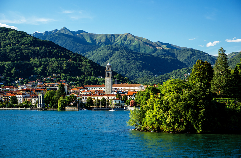 View of the Pallanza town on the lake Maggiore.